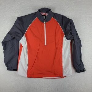 Foot‎ Joy Pull Over Sweater Mens XL Orange Gray Quarter Zip Rain Windbreaker